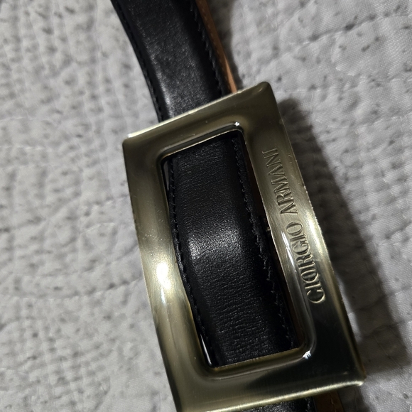 Giorgio Armani Black Leather Belt W/ Logo Buckle main image 5